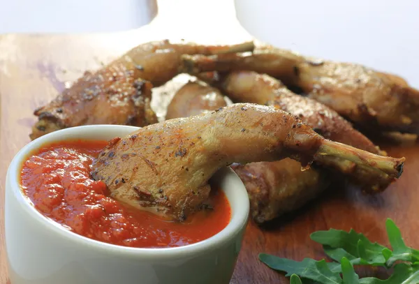 Food, fried quail, potatoes, — Stock Photo, Image