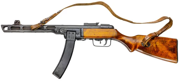 Пистолет Пулемет Шпагина Периода Второй Мировой Войны Белом Фоне — стоковое фото