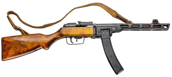 白い背景に第二次世界大戦の歴史的なソ連のShpaginサブマシン銃 — ストック写真