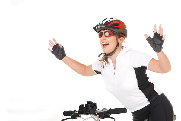 Menina ciclista — Fotografia de Stock