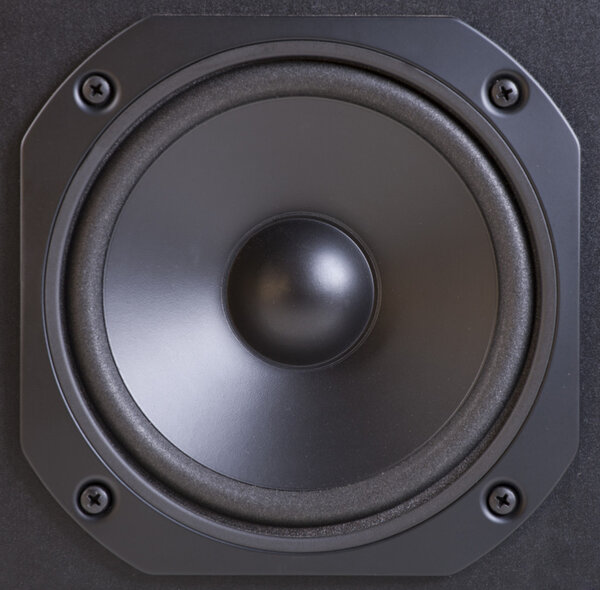 Close-up view of black speaker