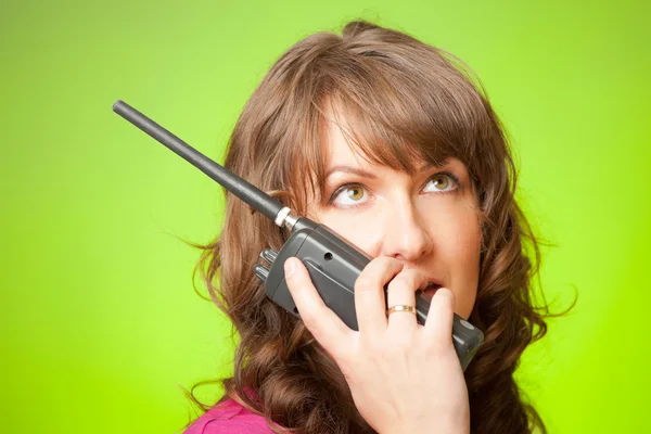 Woman talking on the walkie-talkie — Stock Photo, Image