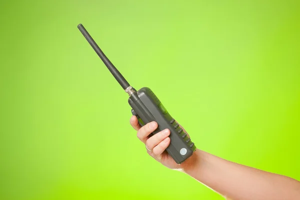 Ręka z walkie-talkie — Zdjęcie stockowe