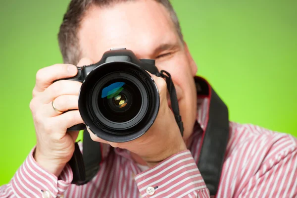 Fotograaf met camera — Stockfoto