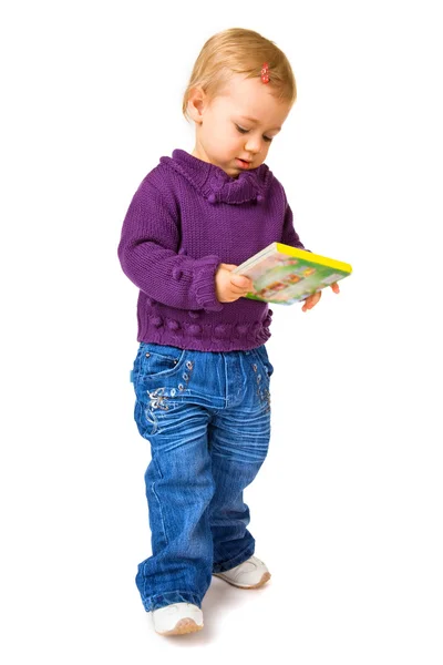 年轻的孩子拿着一本书 — 图库照片