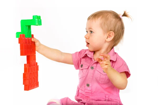 Bloklar ile kız bebek — Stok fotoğraf