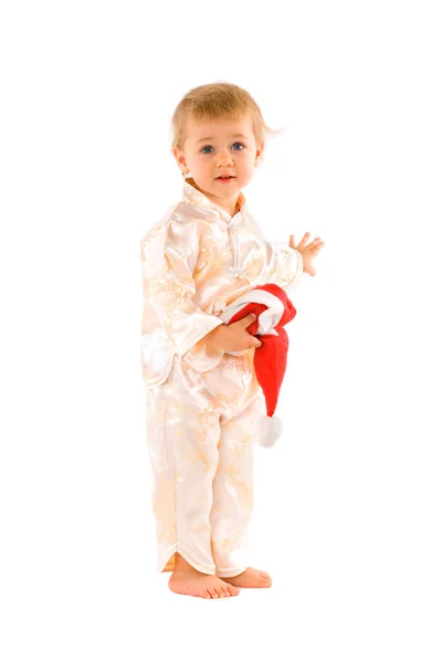 Bebé con sombrero de Santa Claus —  Fotos de Stock