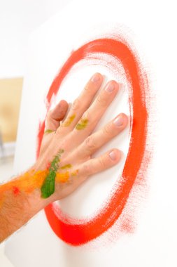 Finger painting paint with palms clipart