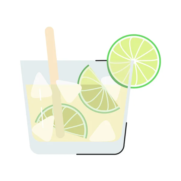 Caipirinha Été Cocktail Sucré Isolé Sur Blanc Boisson Alcoolisée Brésilienne — Image vectorielle
