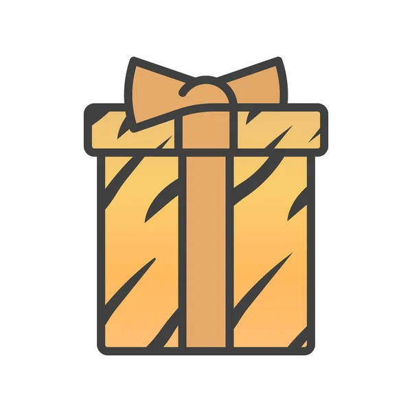Значок "Подарочная коробка", написанный в соответствии с символом года тигра. Симпатичный мультяшный персонаж нового года. Изолированный вектор на чистом белом фоне. — стоковый вектор