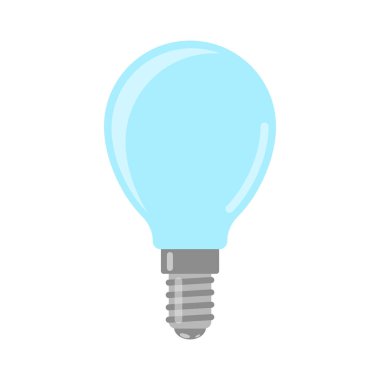 Ampul. Basit bir parlak ampulün basit karikatür görüntüsü. Saf beyaz arkaplanda izole edilmiş vektör.