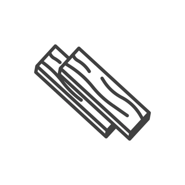 Icône deux planches. Un dessin linéaire simple de bois scié droit. Vecteur isolé sur fond blanc pur. — Image vectorielle