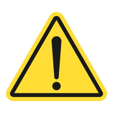 Tehlike ya da uyarı işareti. Siyah kenarlı turuncu bir üçgende ünlem işareti. Saf beyaz arkaplanda izole edilmiş vektör.