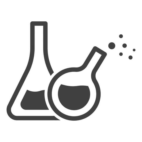 Kimyasal araştırmalar için iki laboratuvar şişesi ikonu. İçinde araştırma kimyasalları olan basit bir cam kap çizimi. Beyaz arkaplanda izole edilmiş vektör. Telifsiz Stok Vektörler
