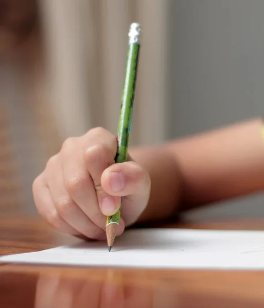 Kinder Die Der Schule Mit Stift Schreiben Und Schularbeiten Mit — Stockfoto