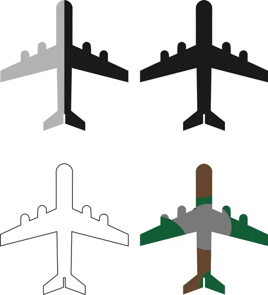 Satu Set Ikon Pesawat Jet - Stok Vektor