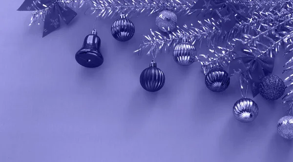 Decoração Natal Bugigangas Galhos Árvore Xmas Conceito Mínimo Cor 2022 — Fotografia de Stock