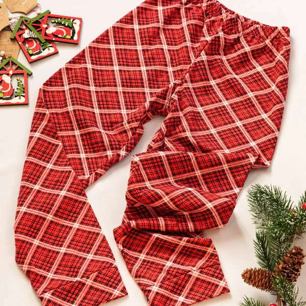 Top Vista Natal Crianças Moda Bonito Pijama Vermelho Calças Para — Fotografia de Stock