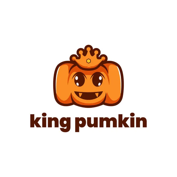 Cute King Pumkin Logo Mascot — Stock Vector