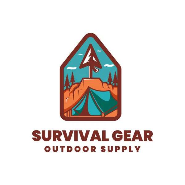 Survival Gear Outdoor Supply Logo Design — Stock Vector
