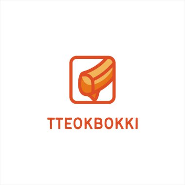 Kore sokak yemekleri logo vektör çizimi, tteokbokki vintage logo tasarımı