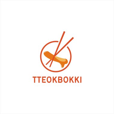 Kore sokak yemekleri logo vektör çizimi, tteokbokki vintage logo tasarımı