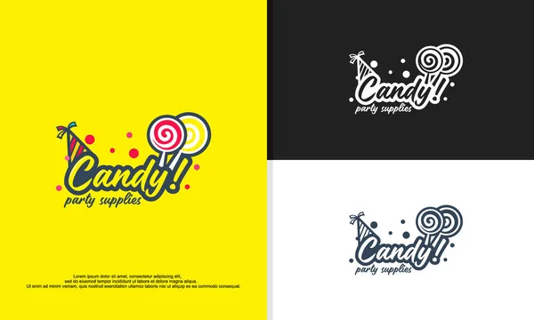 Cukierki Patyku Napis Logo Tekstu Dla Słodkich Słodyczy Deser Dla — Wektor stockowy