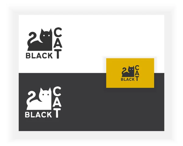 Ilustrasi Desain Logo Kucing Hitam Sederhana - Stok Vektor