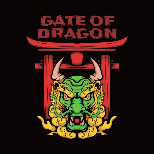 Porte Dragon Tee Design Couches Séparées Par Couleur Prêt Pour Vecteurs De Stock Libres De Droits