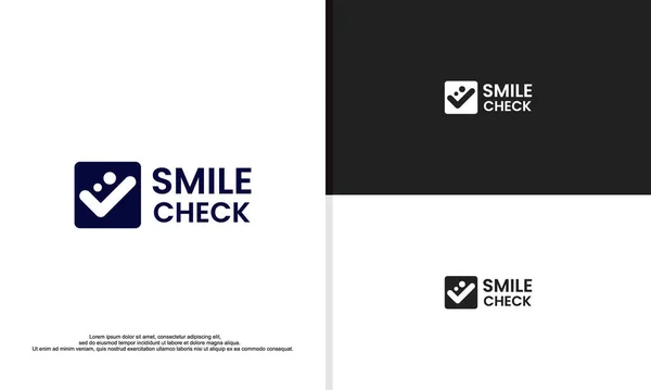 Smile Check Logo Modernes Tech Logo — Stockvektor