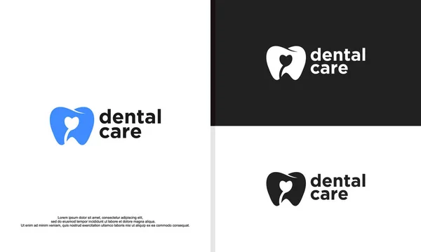 Dent Combiner Avec Amour Dans Espace Négatif Logo Illustration — Image vectorielle