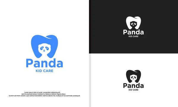 Niedliche Panda Kombination Mit Zähnen Logo — Stockvektor