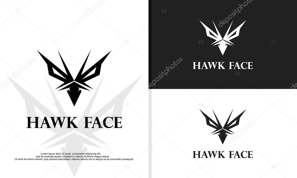 Outline bird and eagle face symbols on white background. Abstract bird icons.
