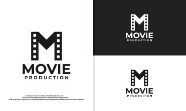M harfi logo tasarımı çizimi, film yapımcısı stüdyo logosu.