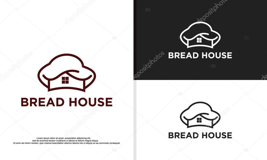 Logo illustration vector graphic of chef hat combined with house, suitable for bakery companies, cook coaching, etc.