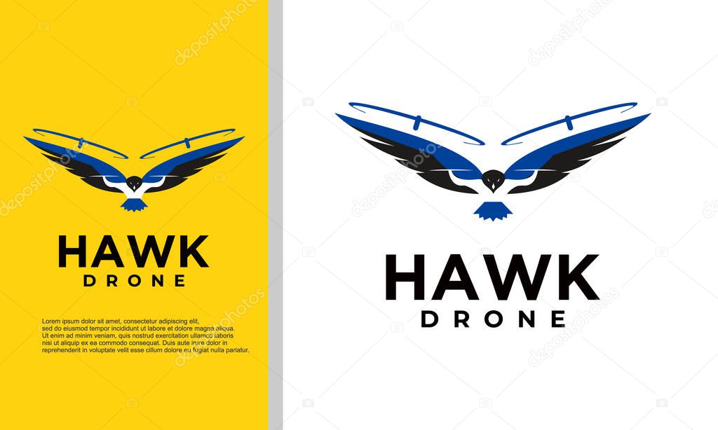 Logo illustration vector graphic of hawk combined with drone