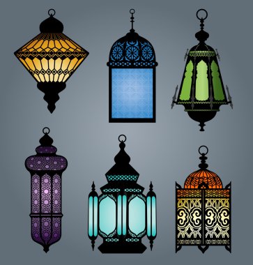 Set of arabic lantern part 1 clipart