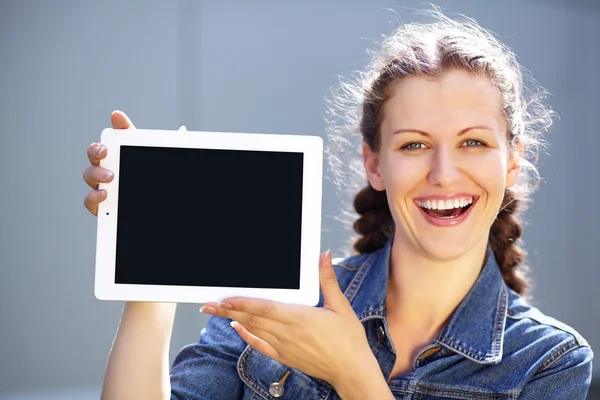 Girl with tablet computer — Stock Photo, Image