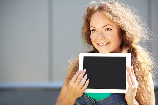 Girl with tablet computer — Stock Photo, Image