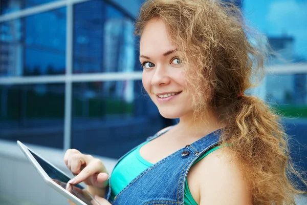 Girl with tablet computer — Stock Photo, Image