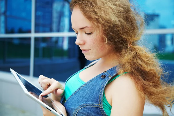 Girl with tablet computer — Stock Photo, Image