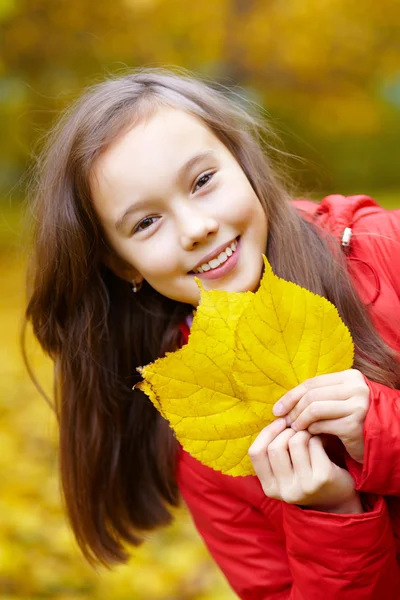 Девушка с листьями — стоковое фото