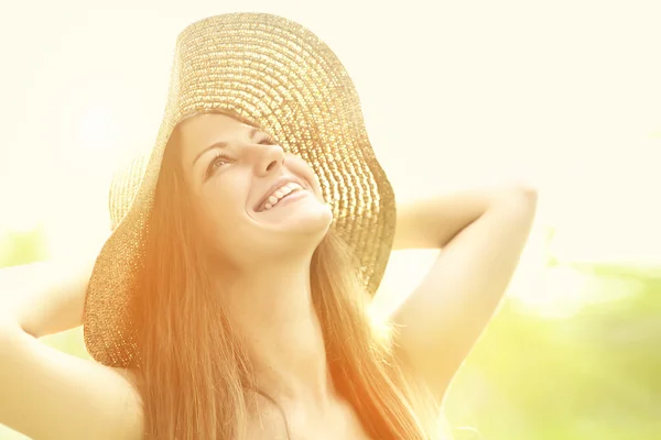 Beautiful woman with hat — Stock Photo, Image