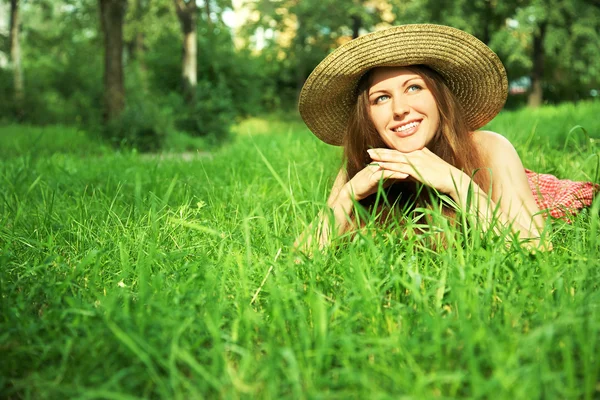 Beautiful woman with hat — Stock Photo, Image