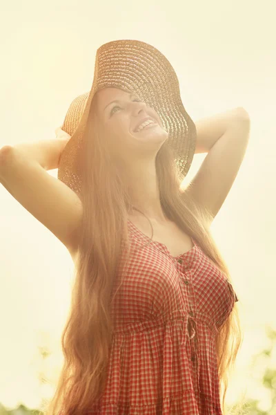 Beautiful woman with hat — Stock Photo, Image