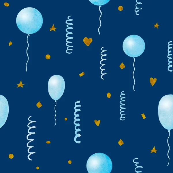 Blauwe ballonnen naadloos patroon — Stockfoto