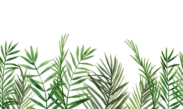 Groene palmbladeren naadloze rand — Stockfoto
