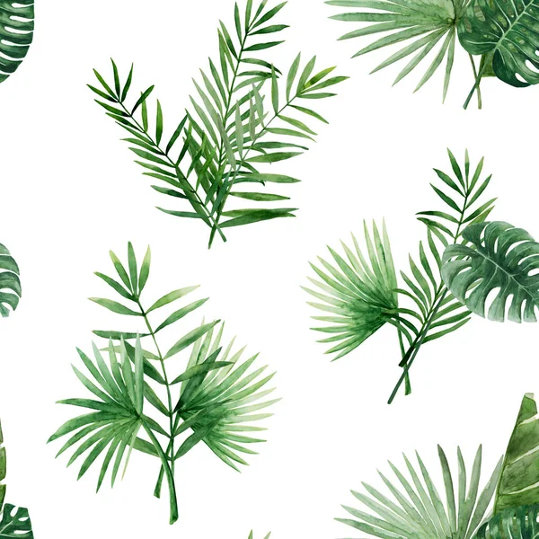 Tropische bladeren naadloos patroon geïsoleerd — Stockfoto