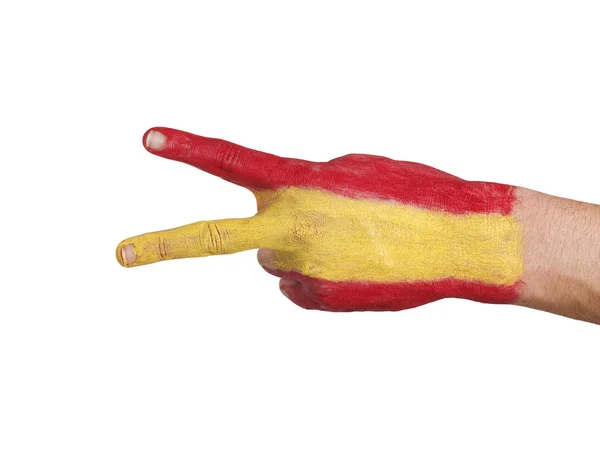 Hand Spanien flagga, symbol för sax — Stockfoto