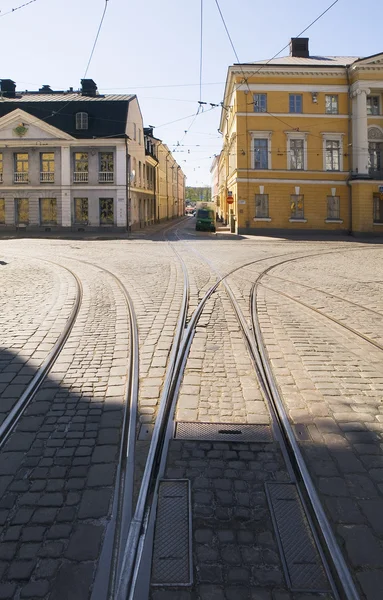 Tram tracks in the street